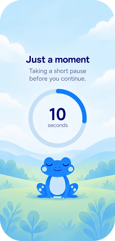 A ten second pause before continuing, with the Acris frog sitting quietly.